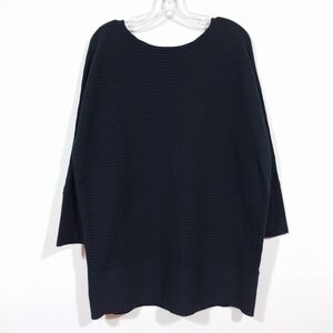 Eileen Fisher Black Ribbed Wool Blend Boxy Sweater Size S Minimalist